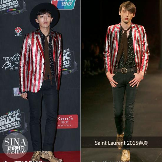 權志龍身穿Saint Laurent 2015春夏系列男裝