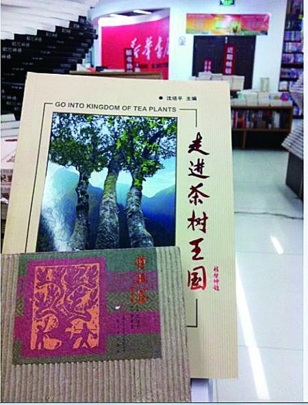 今天上午，記者在普洱市振興大道上的新華書店內(nèi)發(fā)現(xiàn)，沈培平主編的《走進(jìn)茶樹(shù)王國(guó)》、《普洱茶連環(huán)畫》兩種書還在售