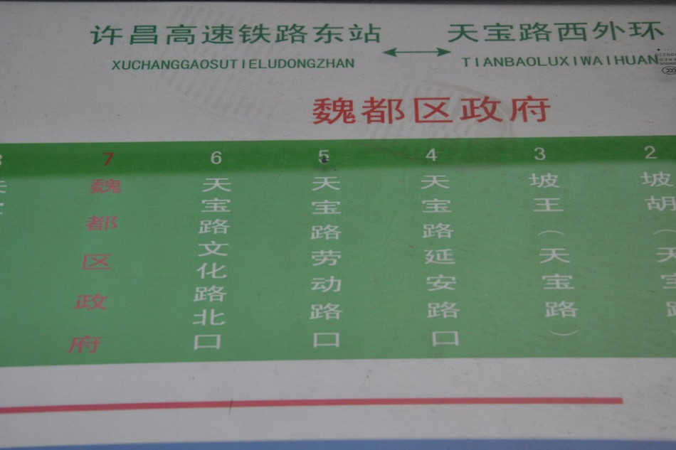 魏都區政府對面的公交站牌顯示此站為魏都區政府。來源：光明網