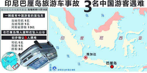 印尼旅游車巴厘島翻車墜谷 3名河南游客遇難