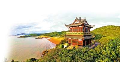 海天佛國寺寺恢宏 養生素食普陀山