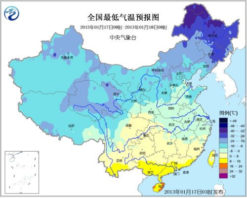 全國最低氣溫預報圖