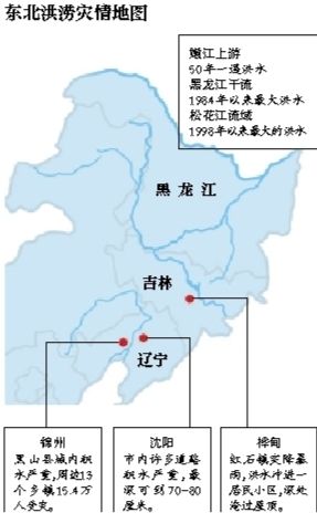 受持續降雨的影響，嫩江、松花江、黑龍江等3條大江同時出現超警戒水位的流域性大洪水