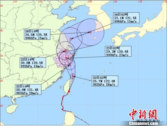 “鳳凰”臺(tái)風(fēng)未來(lái)72小時(shí)路徑概率預(yù)報(bào)圖　浙江省氣象臺(tái)提供　攝