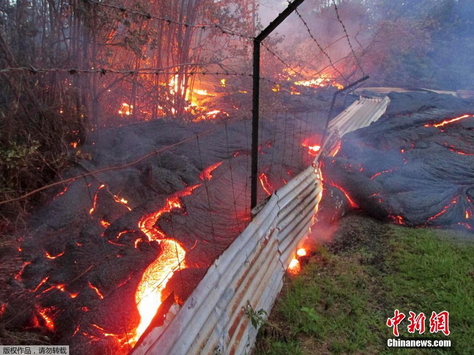 夏威夷火山持續噴發 熔巖威脅附近居民區