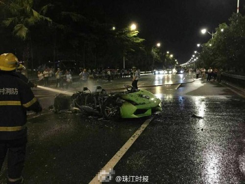 蘭博基尼跑車撞貨車燒成廢鐵 司機當場死亡