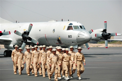 吉布提機場，日本海上自衛隊的兩架P-3C飛機抵達，在亞丁灣執行反海盜任務。