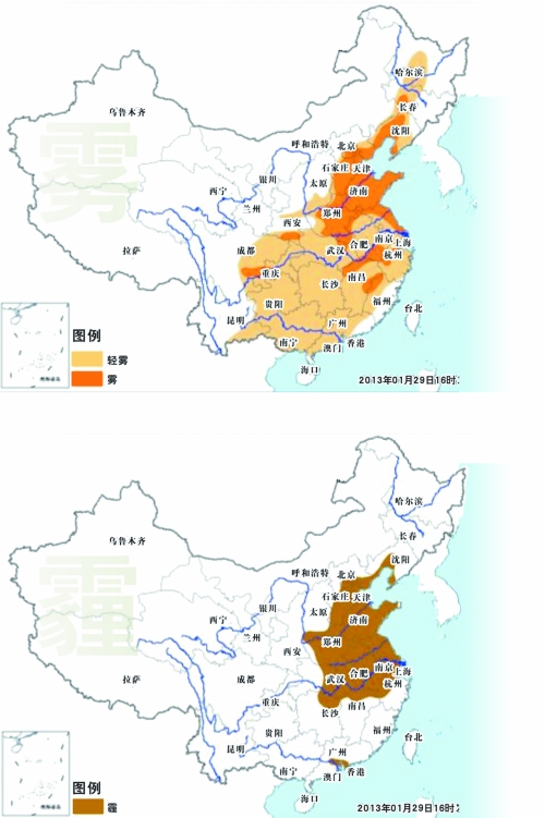 北京、天津、石家莊等屬嚴重污染，鄭州、武漢等屬重度污染